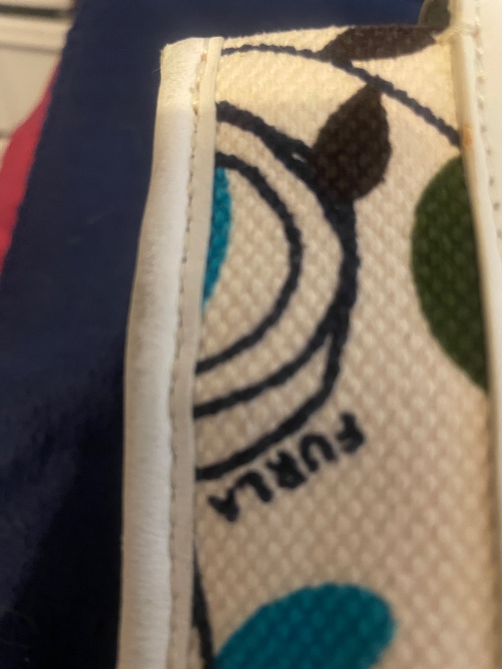 127 - FURLA Cream Canvas Mini Satchel with Teal, Olive, and Berry Floral Print - Picture 11 of 12
